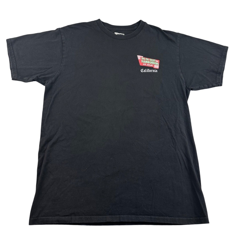 In-N-Out Burger T-Shirt L Black California Muscle Car‎ Hot Rod USA Made Cotton